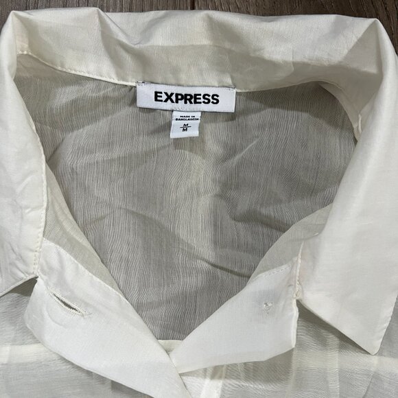 Express White Sheer Button Down Size M - Picture 2 of 4